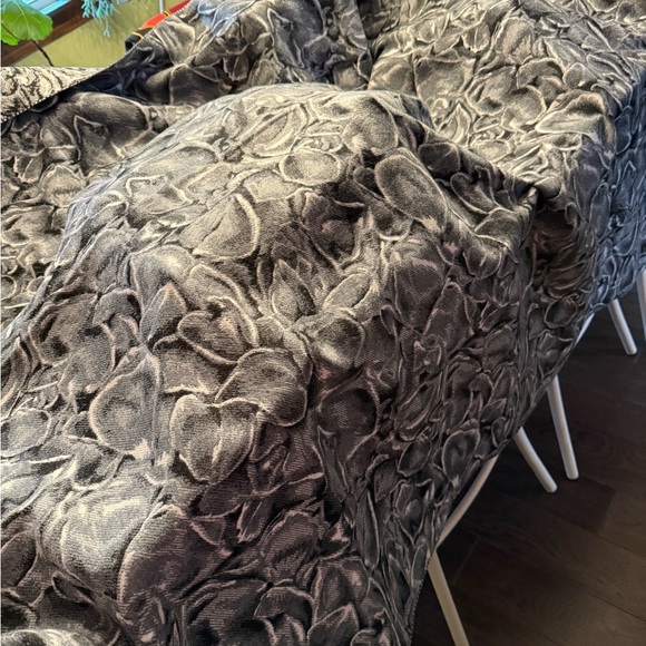 DIOR NWT NEW wool blanket black gray flower print woven - Picture 1 of 10